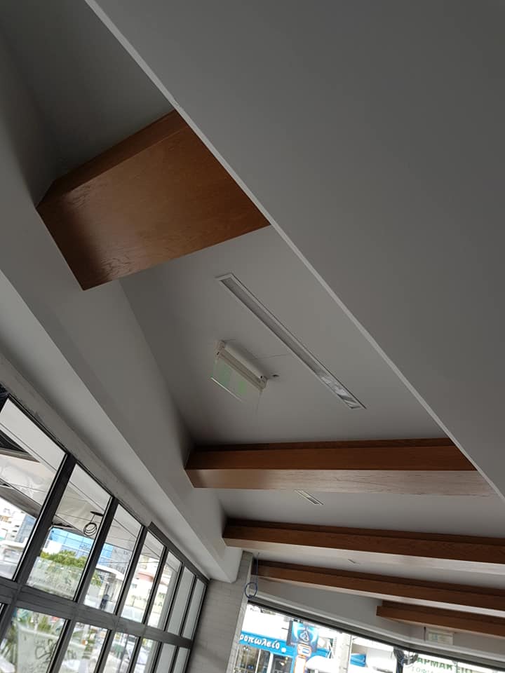 Hidden lighting wooden ceiling panels