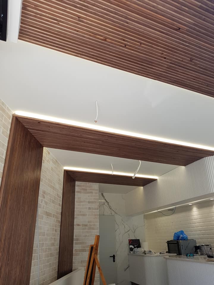 Coffee bar wall cladding